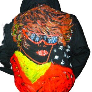 Womens VINTAGE PROFILE Ski SNOWBOARD Black Red Jacket SZ M  Handpainted + BONUS
